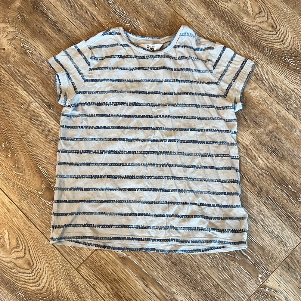 Blue striped Athleta girl size 12 shirt